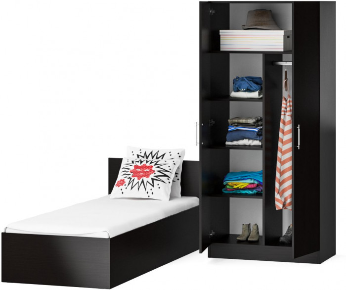 Кровать 0800 + Шкаф 2-х створчатый Стандарт, венге