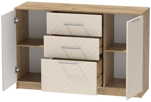 Комод №3 "Иннэс-7", Крафт золотой/Тирамису матовый