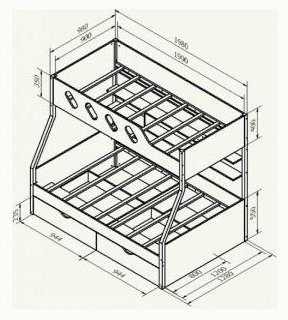 Дельта-20.02 Детская двухъярусная кровать, Оранжевый