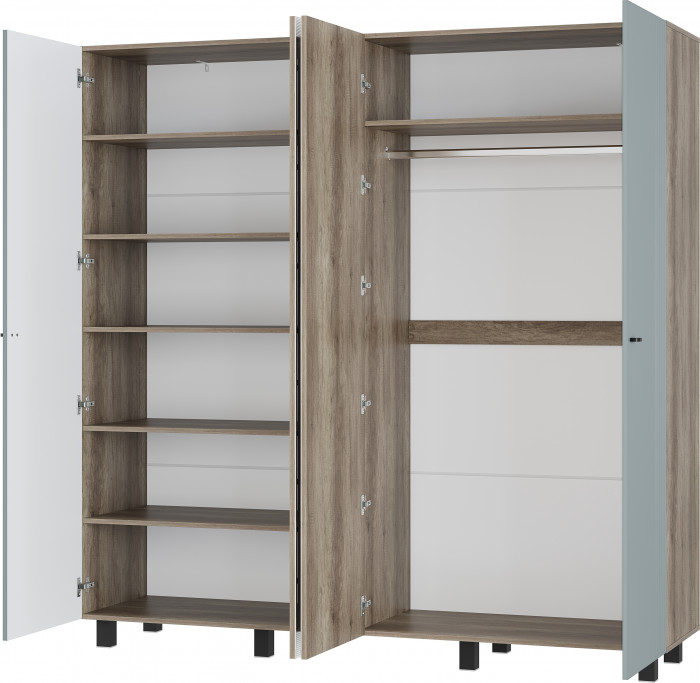 Шкаф 4-х створчатый "Олива" ШК-13 Дуб каньон/МФ11 Шарли бриз