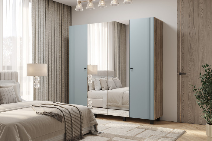 Шкаф 4-х створчатый "Олива" ШК-13 Дуб каньон/МФ11 Шарли бриз