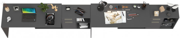 Лайт Стол письменный 03.245.01 + 03.245.01, цвет тёмно-серый, ШхГхВ 342,9х136,2х75,2 см.(угловой) или 407,4х60х75,2 см.(прямой), универсальная сборка