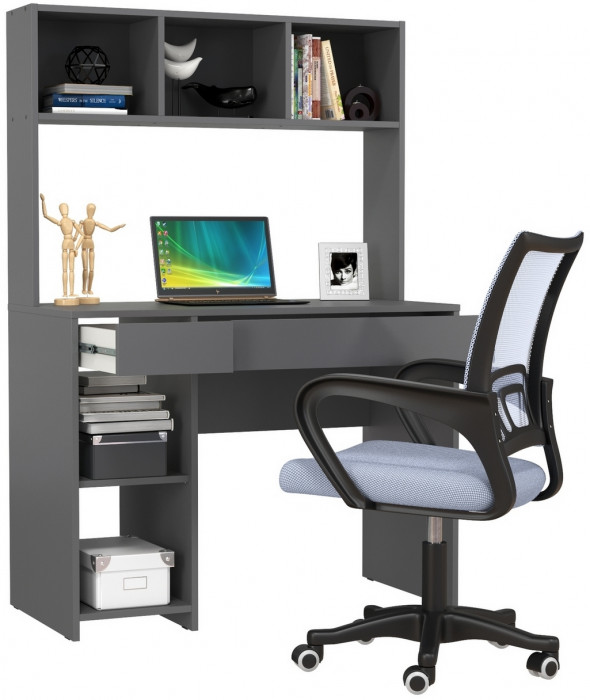 компьютерный стол Комфорт 12.77F + кресло 103 серое, тёмно-серый