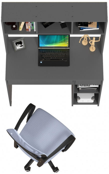 компьютерный стол Комфорт 12.77F + кресло 103 серое, тёмно-серый