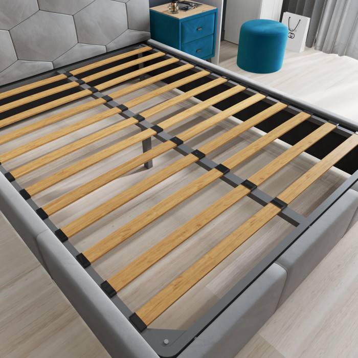 Манука Кровать интерьерная 140 светло-серый, ортопед