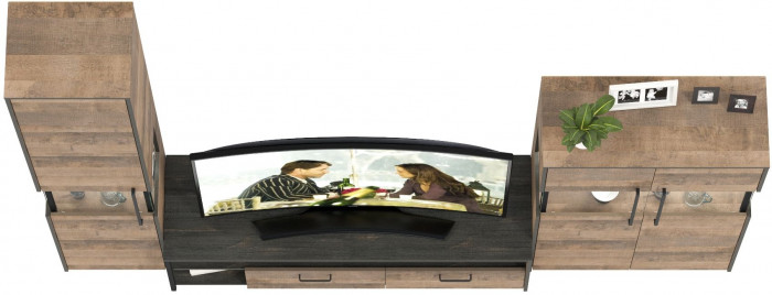 Трувор Гостиная 026, цвет дуб гранж песочный/интра, ШхГхВ 280,4х45,4х194,2 см., универсальная сборка