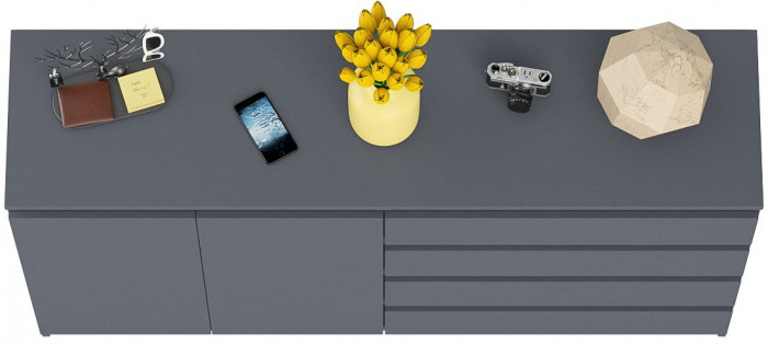 Мори Комод МК1600.1, цвет графит, ШхГхВ 160,4х41х94 см., НЕ универсальная сборка