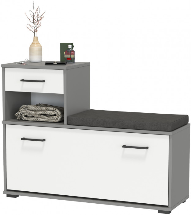 Лира ГК 2-0714граф/бел Тумба под обувь, графит/белый