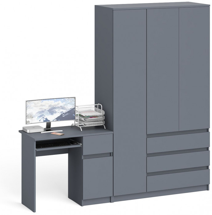 Мори компьютерный стол МС-1 правый + Шкаф МШ1200.1, графит