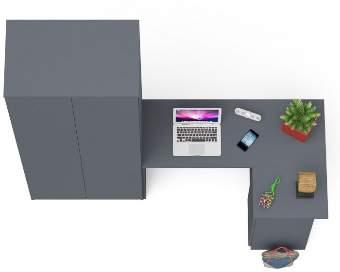 Мори компьютерный стол МС-16 правый + Шкаф МШ800.1, графит