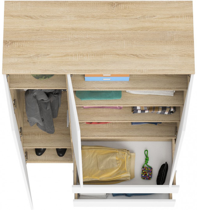 Мори Шкаф МШ1200.1, дуб сонома/белый