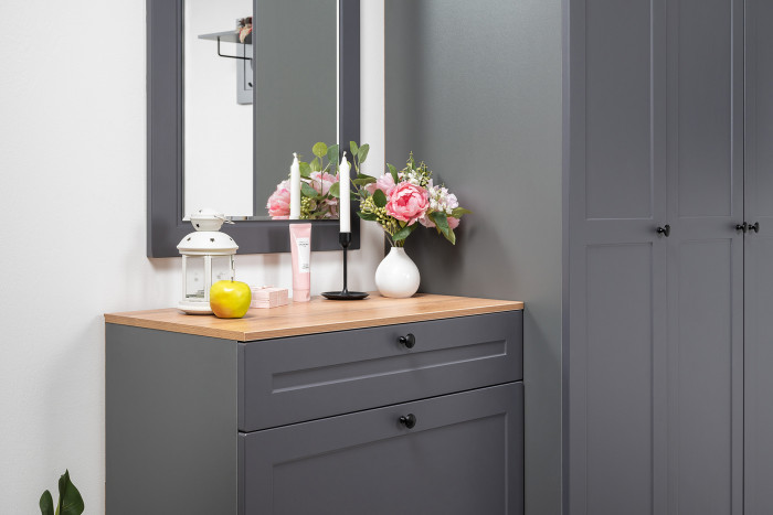 Остин Прихожая 56, серый графит/дуб крафт золотой