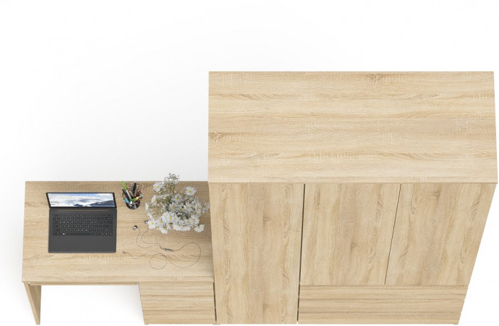 Мори Стол компьютерный МС-6 правый + Шкаф МШ1200.1, цвет дуб сонома, ШхГхВ 210,4х50,4х209,6 см., выдвижные ящики справа, НЕ универсальная сборка