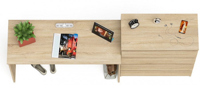 Мори Стол письменный МСП1200.1 + Комод МК800.4, цвет дуб сонома, ШхГхВ 200,8х50х94 см., универсальная сборка