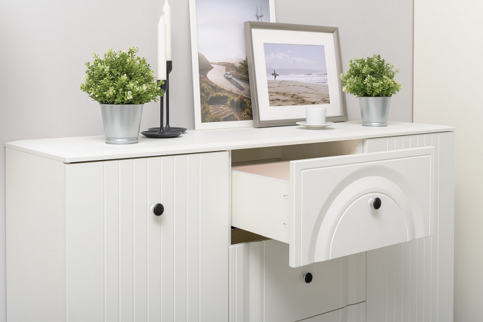 Валенсия Гостиная № 116, ЛДСП белый шагрень/МДФ белый шагрень