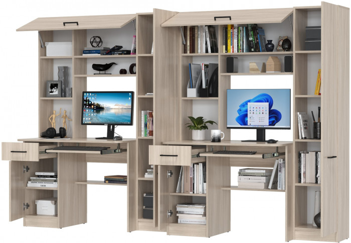 Два стола рабочих 6-0603ТМяс.св Альфа, ясень шимо светлый