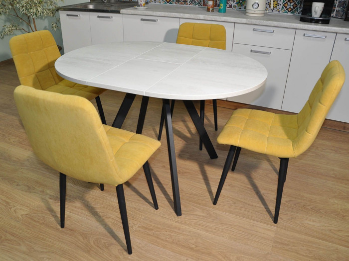 Обеденная группа Нарди / Стул Х 4 шт. / Бетон белый/черный / бид  43