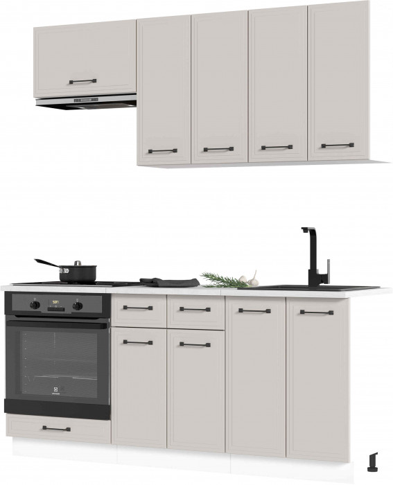 Кухня Индира 1,8 м белый/лофт дюна (столешница мрамор лацио белый)