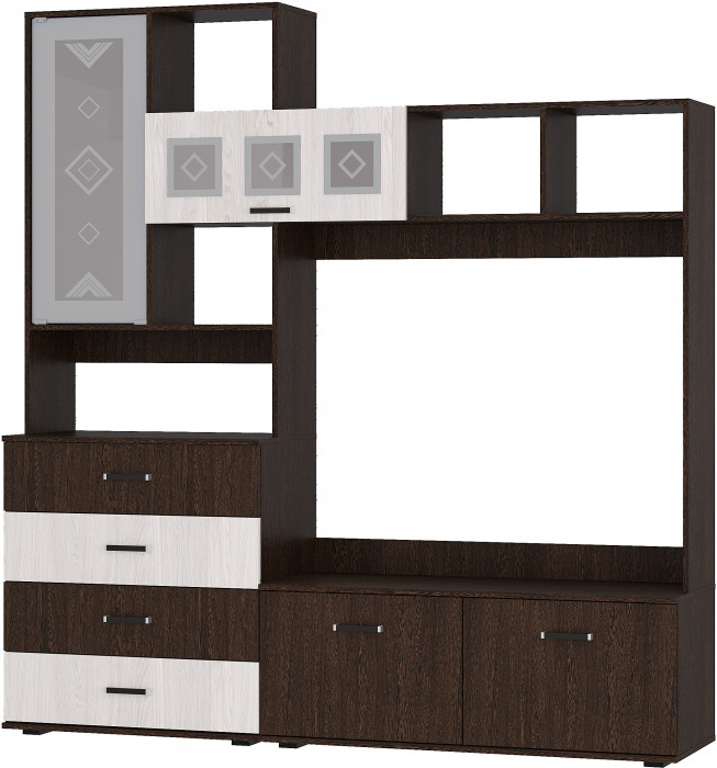 Гостиная модульная Белла, венге/ясень белый. Комплект 1