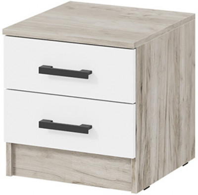 Тумба прикроватная Ронда, Дуб крафт серый, Белый