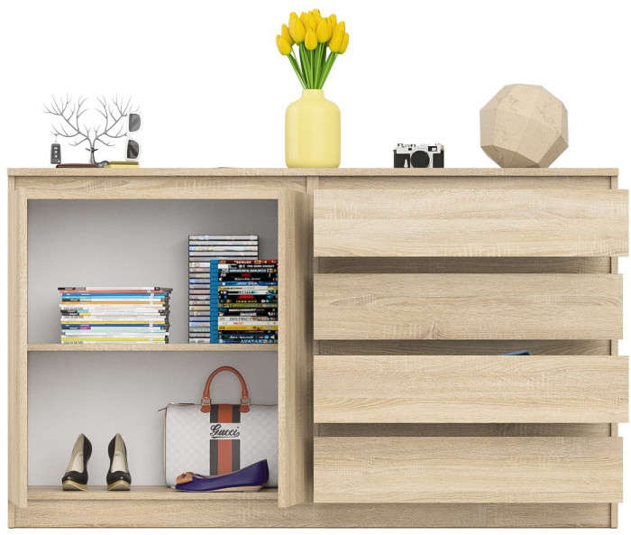 Мори Комод МК1600.1, цвет дуб сонома, ШхГхВ 160,4х41х94 см., НЕ универсальная сборка