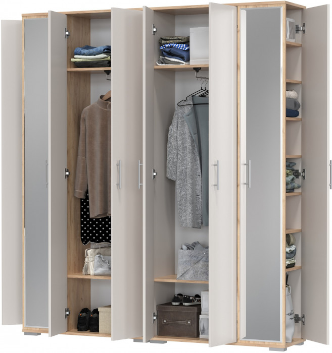 Две прихожих Домино-мини 2-3421дкз/к.с, цвет дуб крафт золотой/кашемир серый, ШхГхВ176х36х202 см.