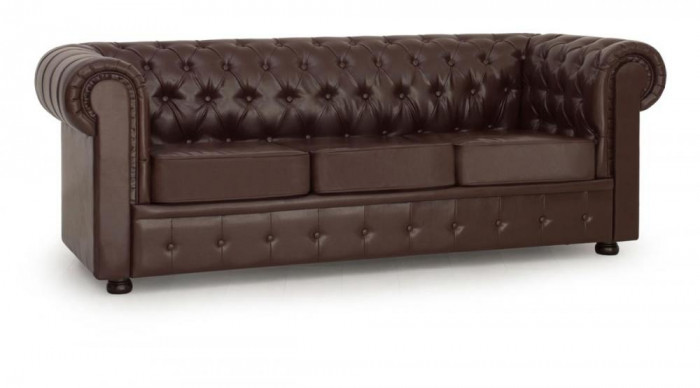 Диван Честер 3- х местный, коричневый