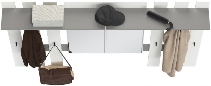 Лира ГК 2-3814+2-3814графбел Вешалка с зеркалом, графит/белый