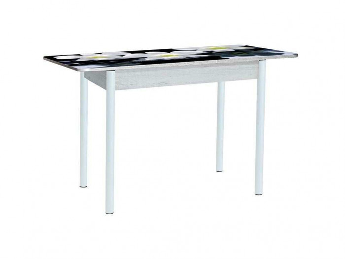 Нью йорк фотопечать стол обеденный раздвижной / орхидея на черных камнях/бетон белый/белый