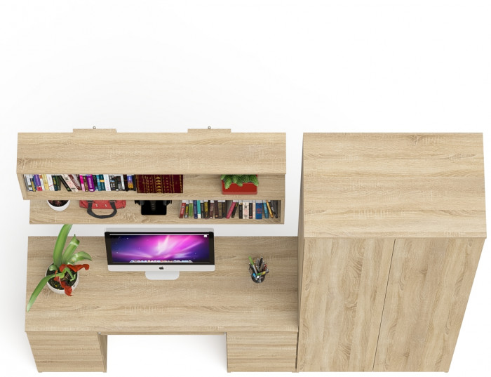 Мори компьютерный стол МС-2 + Шкаф МШ800.1 + Полка 1200, дуб сонома
