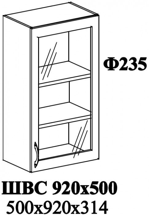 Ф-235 Мария (ШВС 920х500) МДФ белый