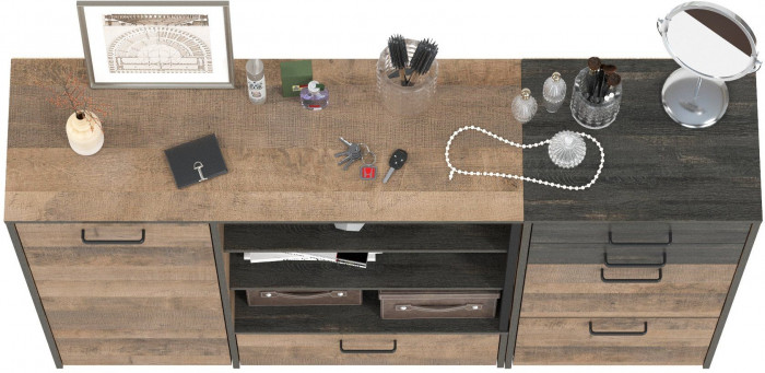 Трувор 13.241.06 Тумба для обуви + 13.307.01 Комод, дуб гранж песочный/интра