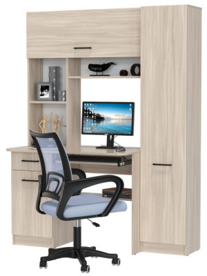 Стол 6-0603 Альфа + кресло 103 серое, цвет ясень шимо светлый, ШхГхВ 137х61х181 см., универсальная сборка