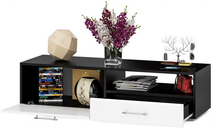 Тумба под ТВ Ларго 1, корпус венге/фасады МДФ белый глянец