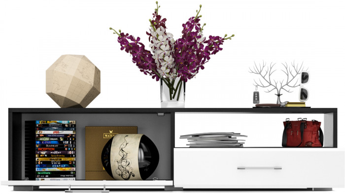 Тумба под ТВ Ларго 1, корпус венге/фасады МДФ белый глянец