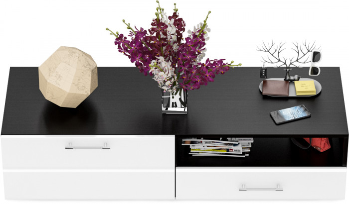 Тумба под ТВ Ларго 1, корпус венге/фасады МДФ белый глянец