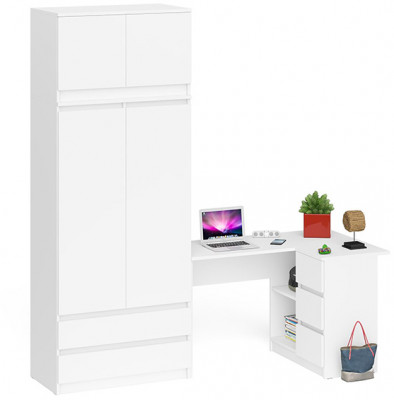 Мори компьютерный стол МС-16 правый + Шкаф МШ900.1 + Антресоль МА900.1, белый