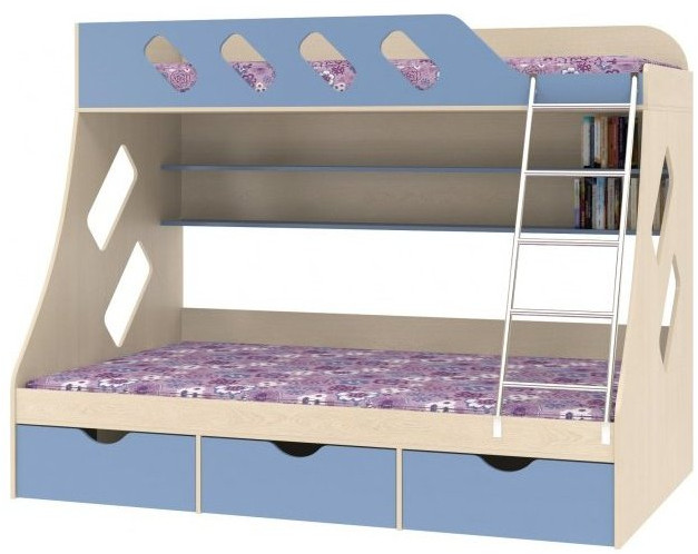 Дельта-20.01 Детская двухъярусная кровать с лестницей (Салатовый, Ясень шимо светлый)