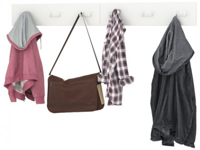 Октава 15.14.02 Вешалка + 15.14.02 Вешалка, цвет белый шагрень, ШхГхВ 129,4х4,7х15 см.