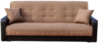 Диван-книжка Лондон, 140х190, велюр/экокожа коричневый/черный