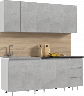 Кухня Челси 2,0м Бетон светлый, Белый (Кастилло темный)