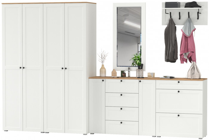 Остин Прихожая 60, белый шагрень/дуб крафт золотой