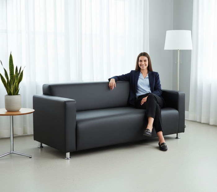 Диван прямой Томи, 180 см, экокожа, темно-серый