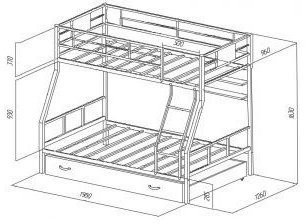 Двухъярусная кровать Гранада-1ПЯ, серый / Венге (Венге, Коричневый)