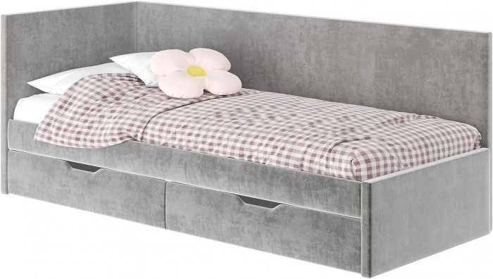 Кровать односпальная "Лео" КР-49 Белый/Хром/ЛДСП настил