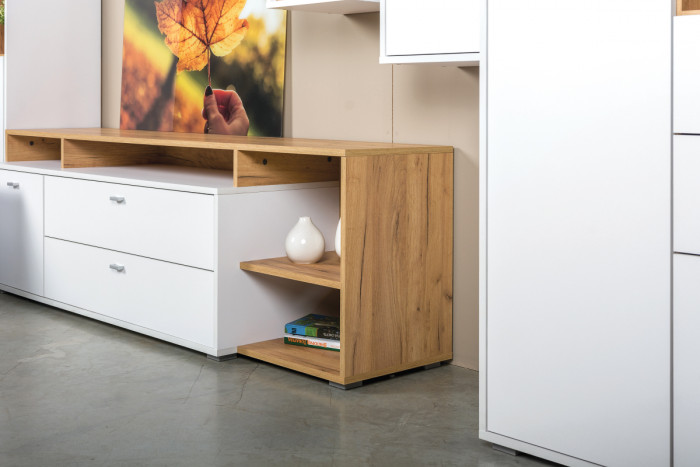 Бэль № 03, цвет дуб крафт золотой/белый премиум, ШхГхВ 240х43х200 см., ниша для ТВ 139х40х120 см., НЕ универсальная сборка