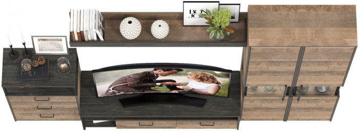 Трувор Гостиная 037, цвет дуб гранж песочный/интра, ШхГхВ 305,4х45,4х210 см., универсальная сборка