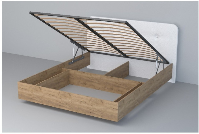 Кровать 1,6 арт.031 (Пуговицы) ПМ (Бетон Светлый/К/з Белый Глянец)