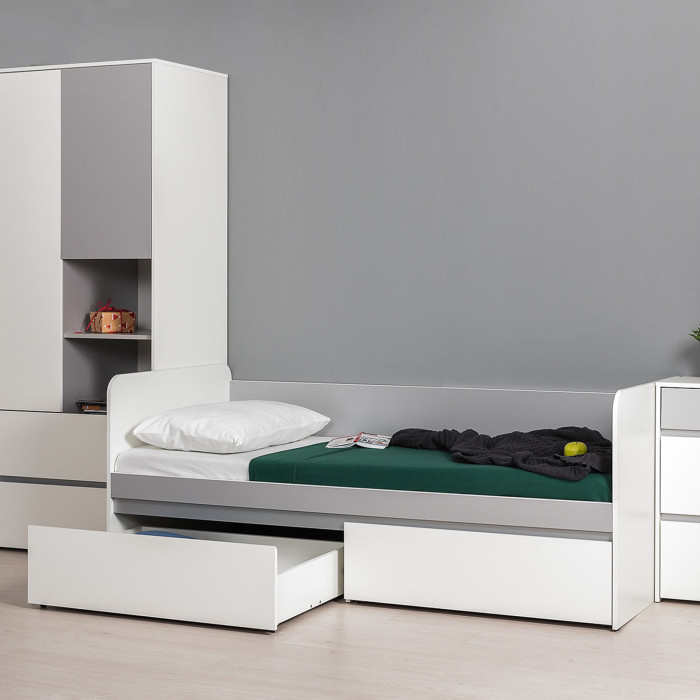 Торонто 11.39 Кровать, белый шагрень/стальной серый