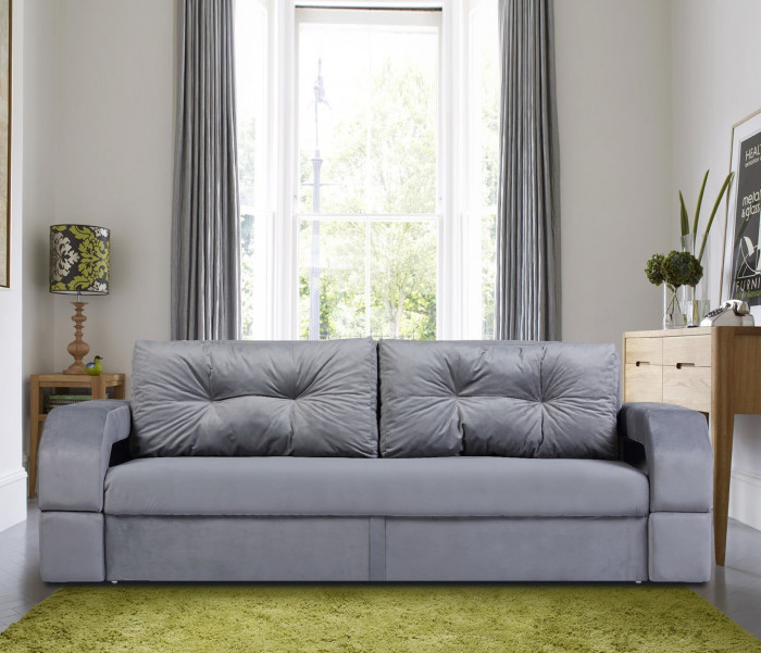 Диван-кровать Манчестер, еврокнижка, велюр, 160х195, серый